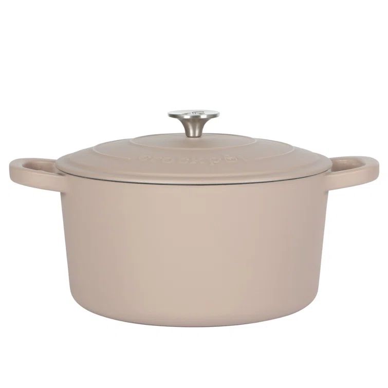 Matte Dusty Pink Enameled Cast Iron Dutch Oven, 7-Quart