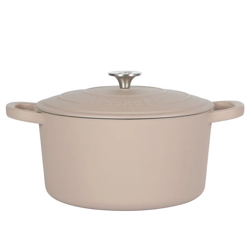 Matte Dusty Pink Enameled Cast Iron Dutch Oven, 7-Quart