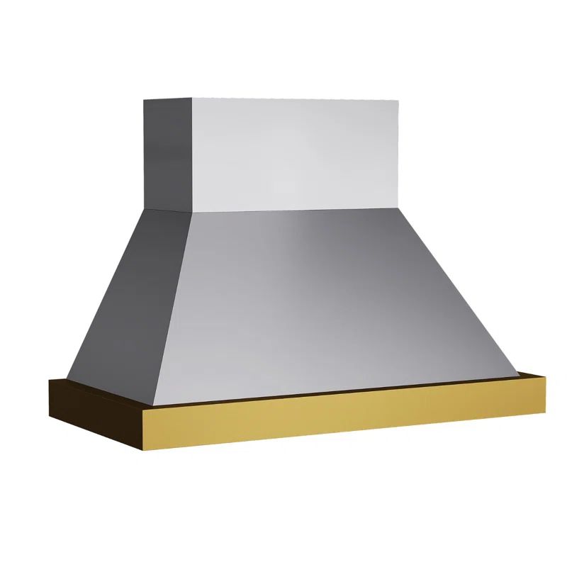 48-Inch Stainless Steel Wall Mounted Range Hood with Gold Accents