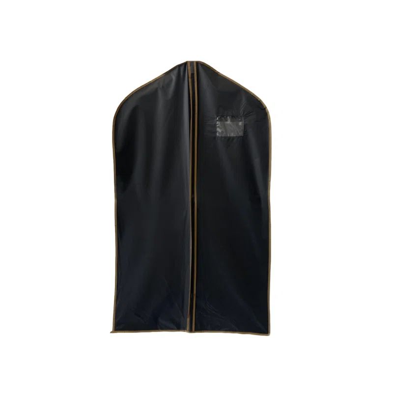 Black and Gold Trim Vinyl Waterproof Garment Bag, 40" x 24"