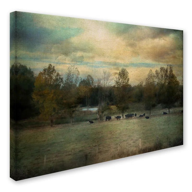 Sunrise on the Farm Framed Canvas Art in Earthy Tones