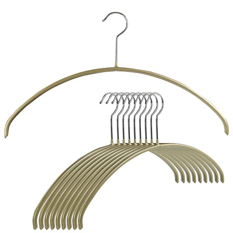 Gold Heavy Duty Non-Slip Rotatable Steel Hangers Set of 10