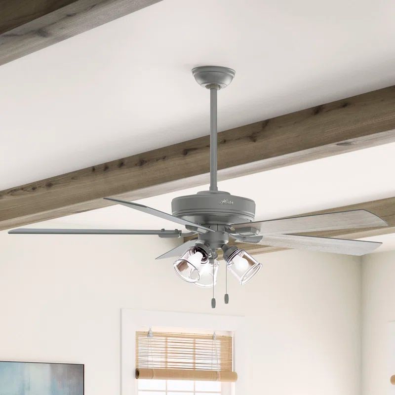Crestfield 60" Matte Silver Ceiling Fan with LED Lighting and Remote