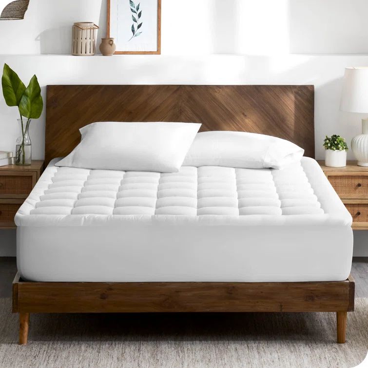 White Full XL Cotton Top Down Alternative Mattress Pad