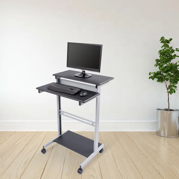 ErgoFlex Black and Silver Adjustable Two-Tier Standing Desk