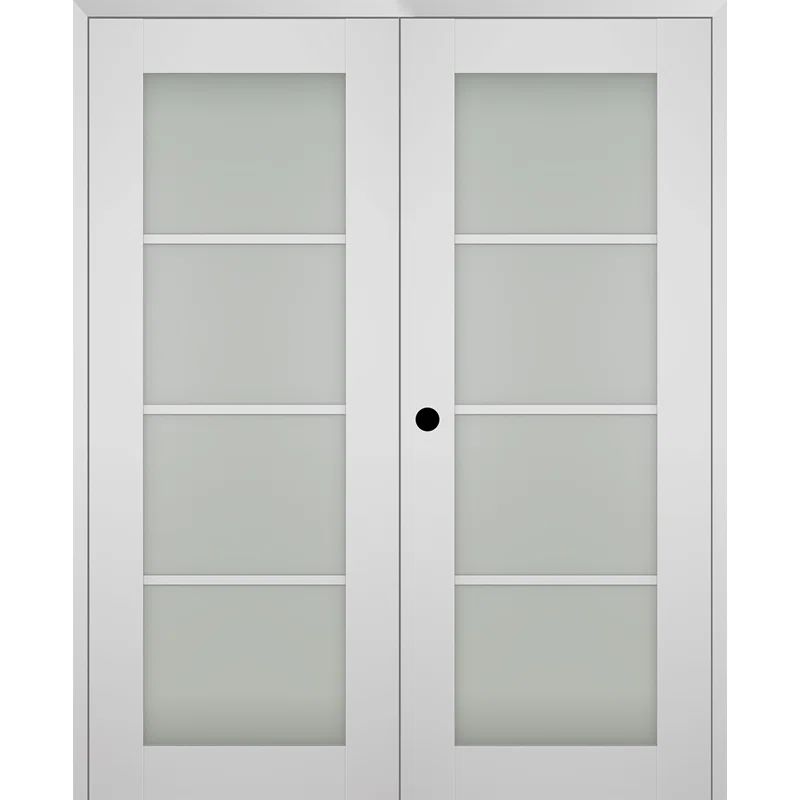 Polar White Pine Composite 4-Lite Frosted Glass Interior Prehung Door