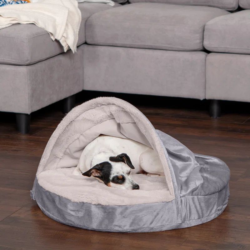 Small Dark Gray Orthopedic Foam Burrow Dog Bed