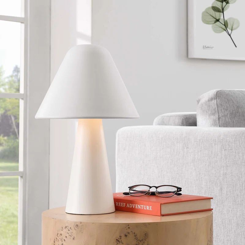 White Adjustable Metal Mushroom Table Lamp