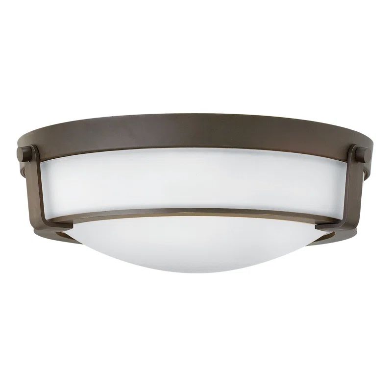 Hathaway Olde Bronze 3-Light Flush Mount with Etched Glass
