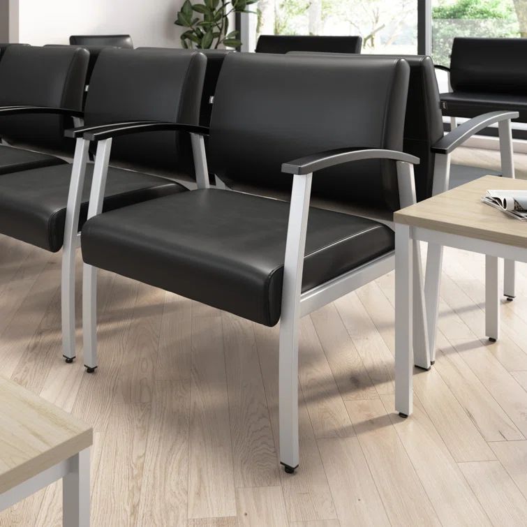 Black Vinyl Bariatric Waiting Room Chair with Metal Frame