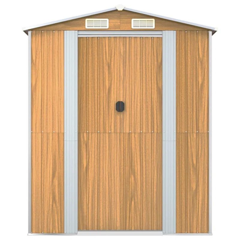 Light Brown Galvanized Steel Garden Shed 75.6" x 75.2" x 87.8"
