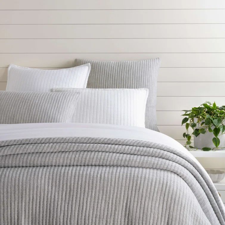 Gray Cotton Twin Patterned Matelasse Coverlet