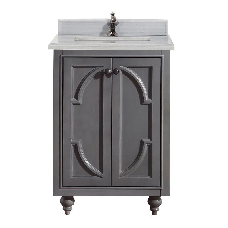Odyssey 24" Maple Grey Bathroom Vanity with White Quartz Countertop