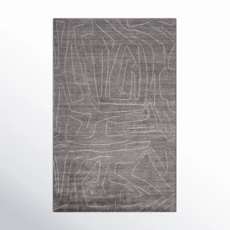 Lennox Abstract Hand-Loomed Gray Wool-Viscose 8' x 10' Rug