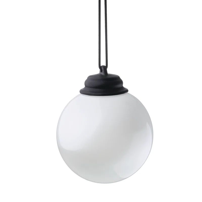 White 5" Battery Powered Outdoor Globe Light with Timer