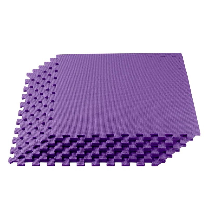 Purple EVA Foam Interlocking Gym Floor Tiles, 24" x 24", 6-Pack