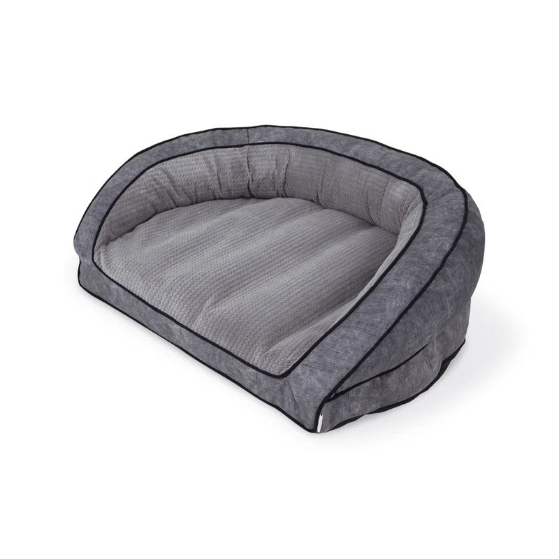 Large Gray Upholstered Sofa Dog Bed with Removable Cover