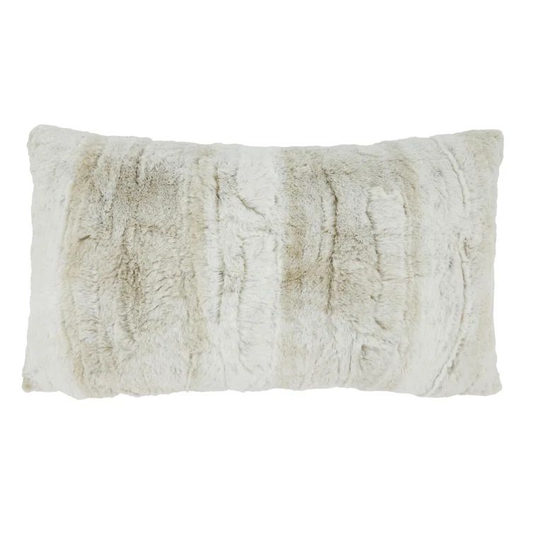 Natural Faux Fur Oblong Throw Pillow 12 x 20 Inch