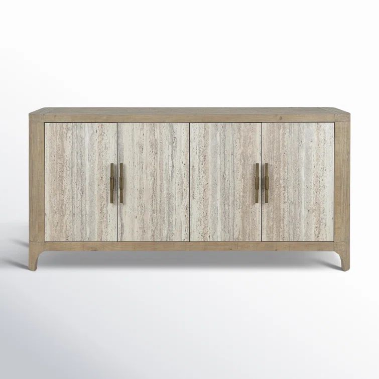 72" Brown Reclaimed Wood and Concrete Sideboard Buffet