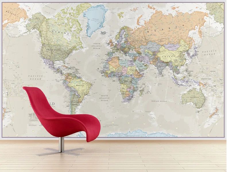 Waypoint Geographic Giant Blue World Map Wall Mural, 91.3″ x 62.2″