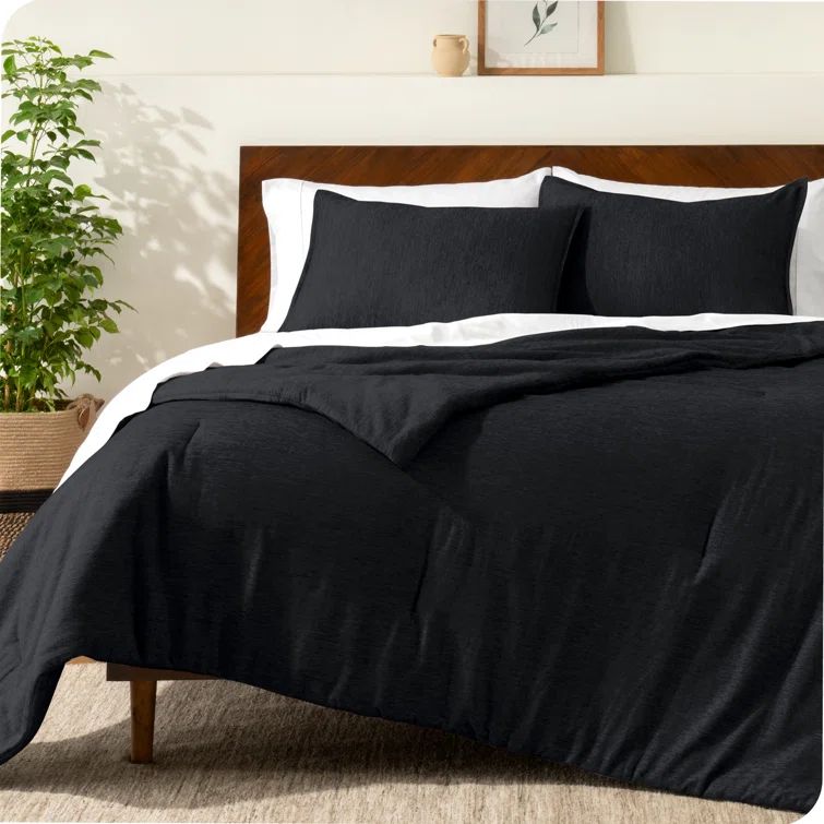 Heather Black Full Down Alternative Microfiber Comforter Set