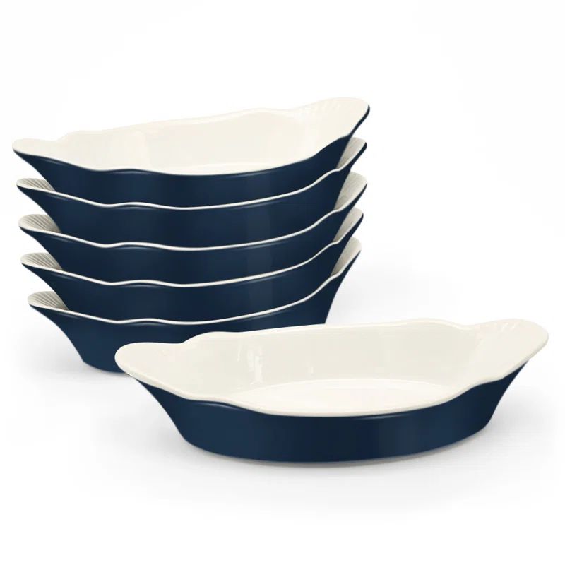 Navy Blue Ceramic Non-Stick Au Gratin Baking Dishes Set