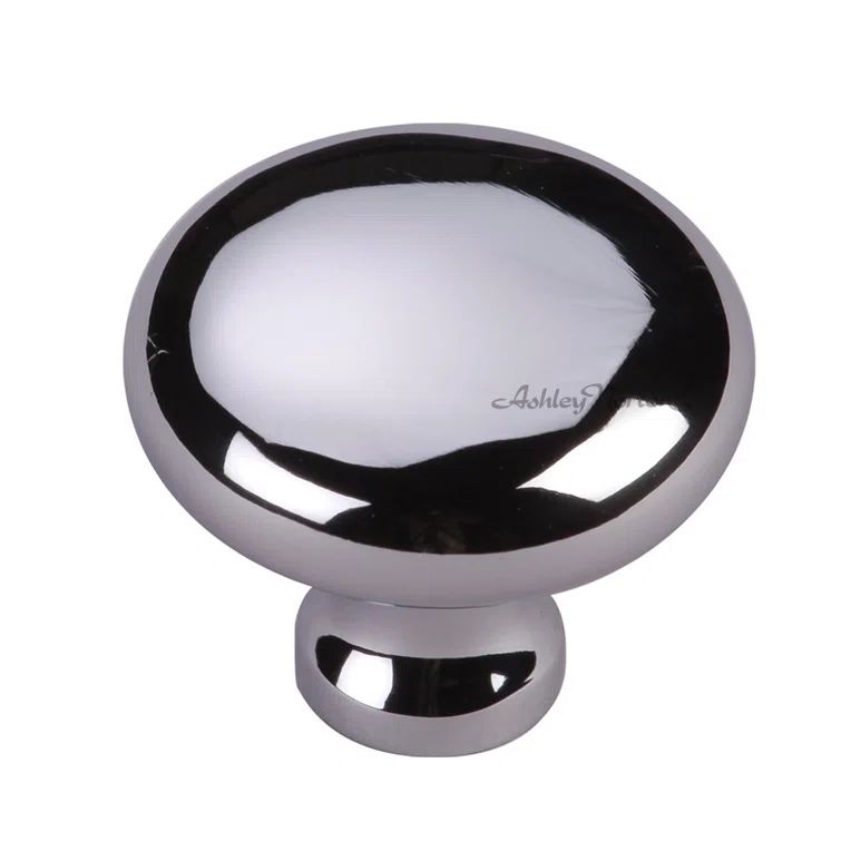 Polished Chrome Round Brass Cabinet Knob with Mounting Hardware