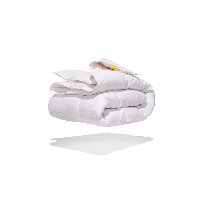 Twin Size White Cotton Feather and Down Duvet