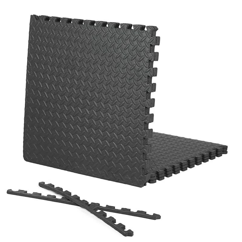 Black Diamond Pattern Interlocking Foam Gym Floor Tiles