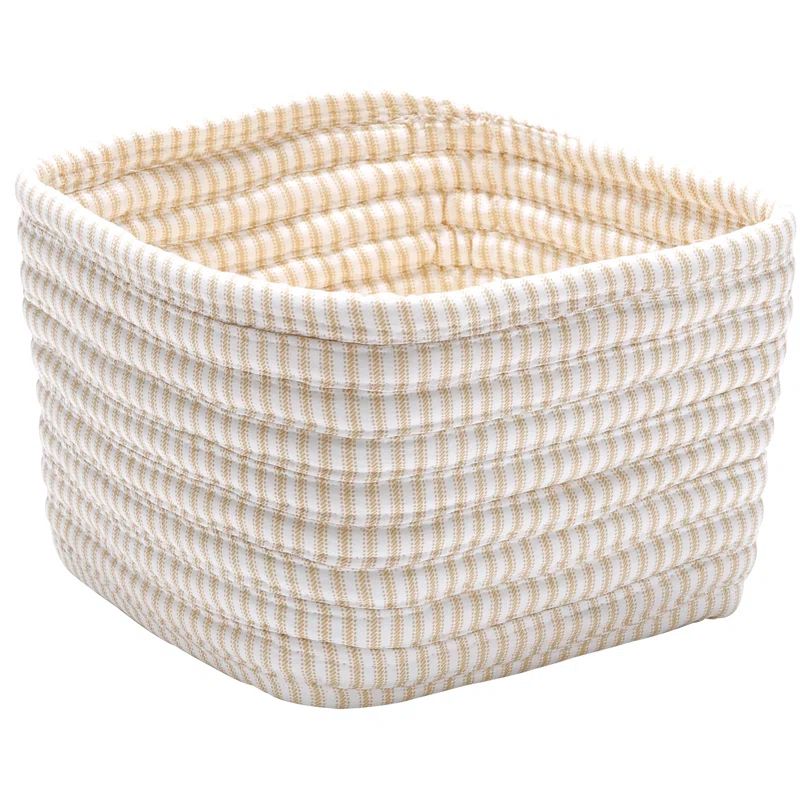 Canvas Ticking Stripe Soft Square Storage Basket 11"x11"x8"