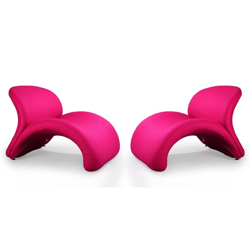 Fuchsia Geometric Metal Slipper Accent Chair