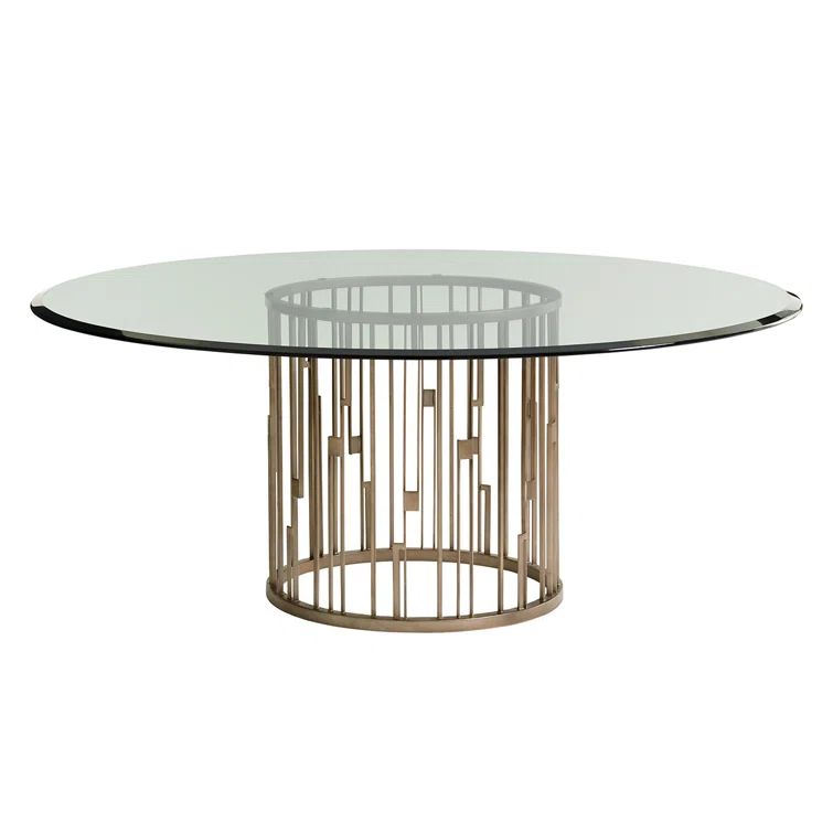 Contemporary Round Glass Dining Table with Silver Metal Base
