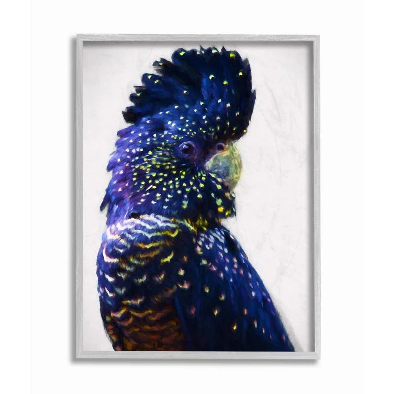 Blue and Gold Tropical Parrot Canvas Print with Gray Frame, 11" x 14"
