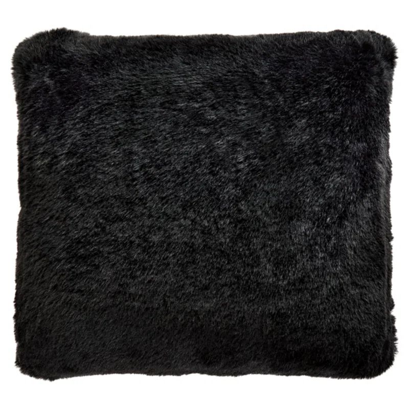 Black Faux Rabbit Fur Square Accent Pillow 20 x 20 Inches