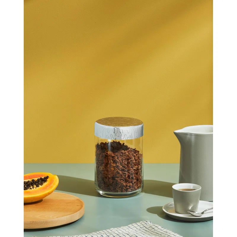 Contemporary Glass Jar with Silver Hermetic Lid