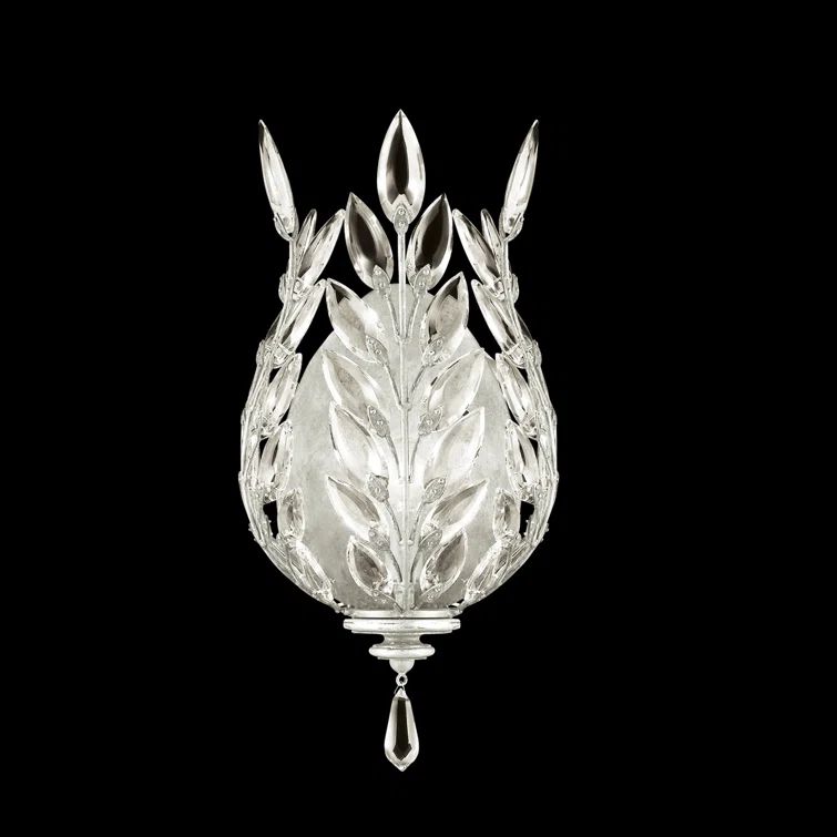 Elegant Crystal Laurel 17" Silver Leaf Wall Sconce