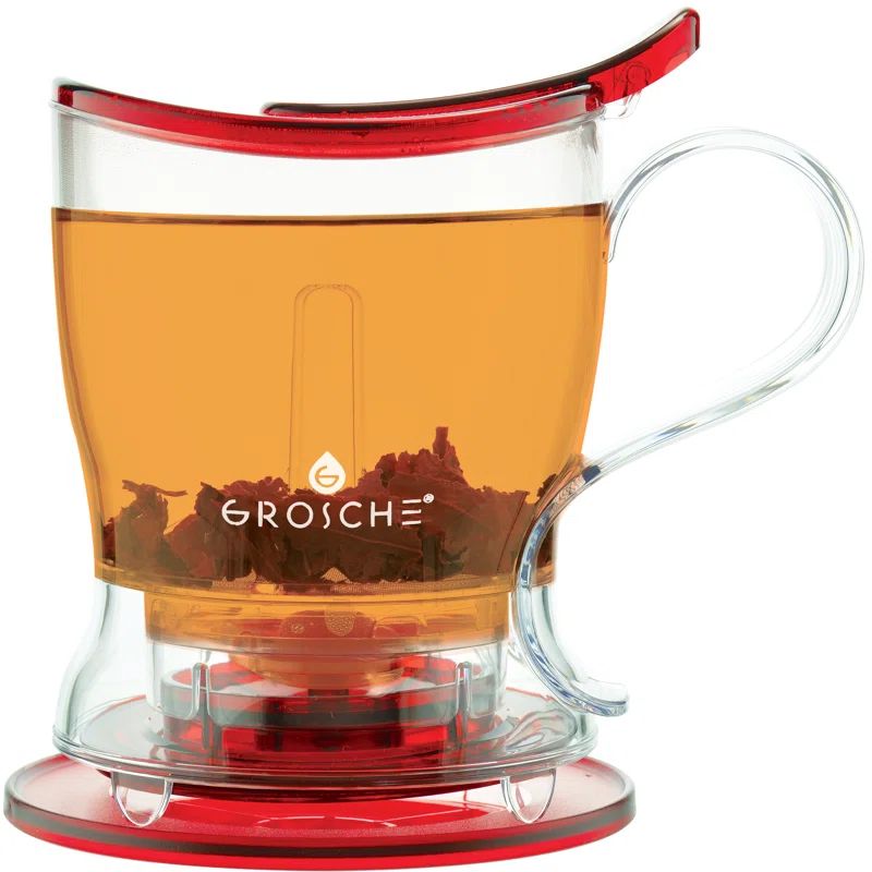 Red BPA-Free Tritan Plastic Bottom Dispensing Tea Maker, 17.7 fl oz