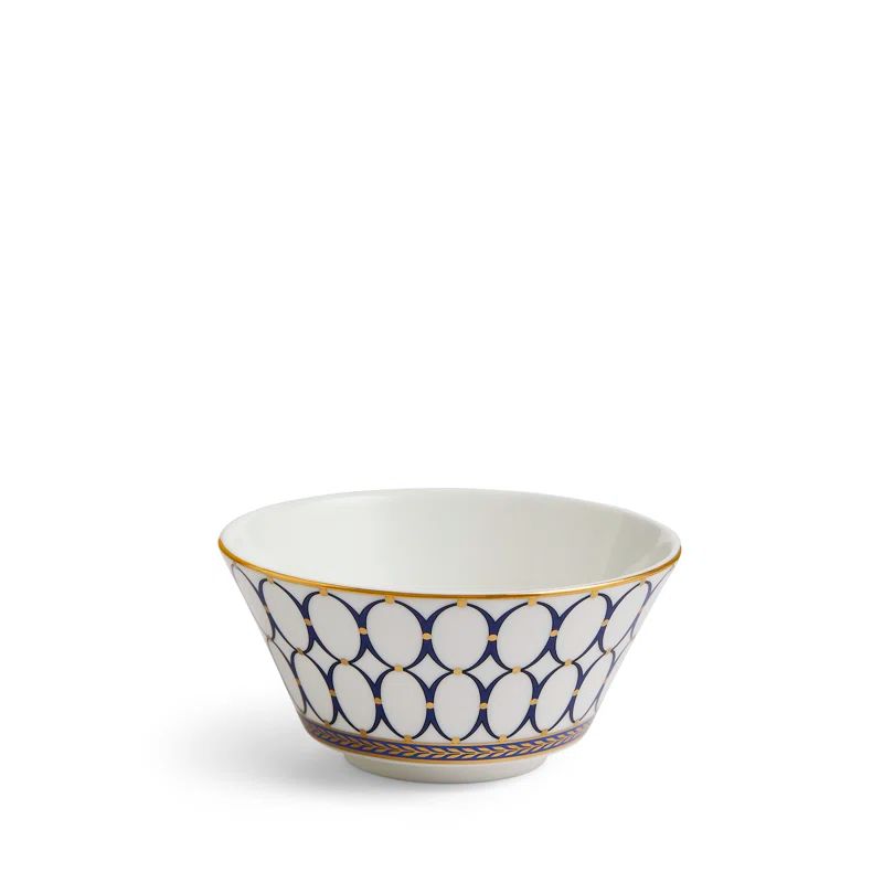 Renaissance Gold and Blue Ceramic Rice Bowl