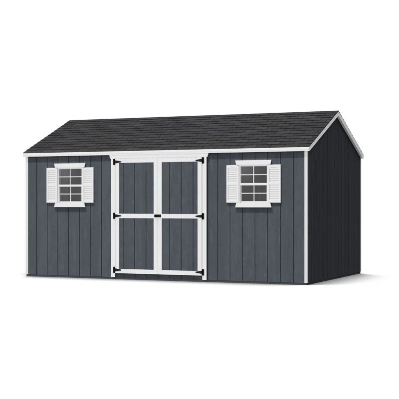 10' x 16' Gray Wood Workshop Shed Kit with Windows