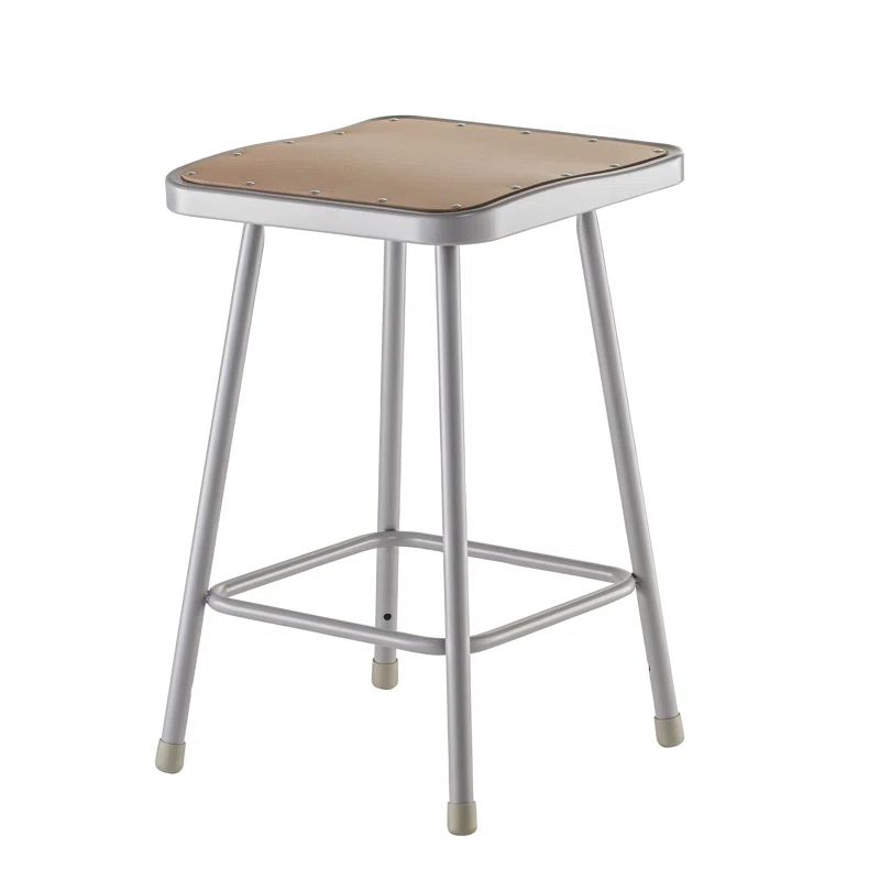 24" Gray Heavy Duty Steel Laboratory Stool