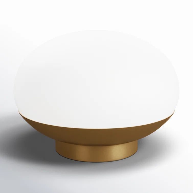 Burnished Brass and White Glass Globe Table Lamp