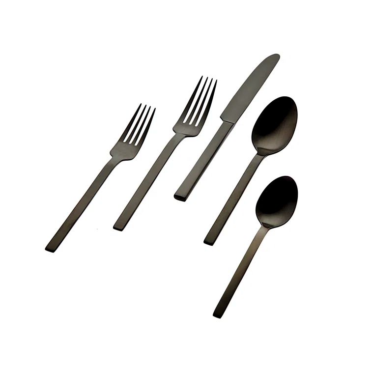 Atlas Matte Black 20-Piece Stainless Steel Flatware Set