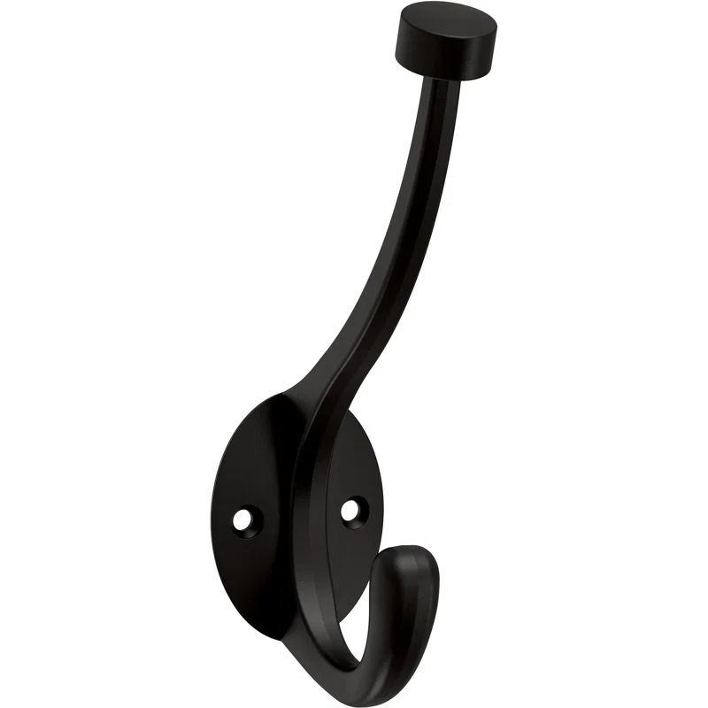 Matte Black Double Prong Decorative Metal Wall Hook