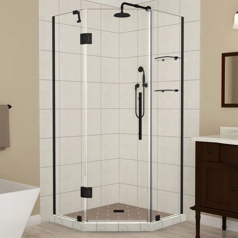 Merrick GS 40" x 72" Matte Black Frameless Neo-Angle Shower Enclosure