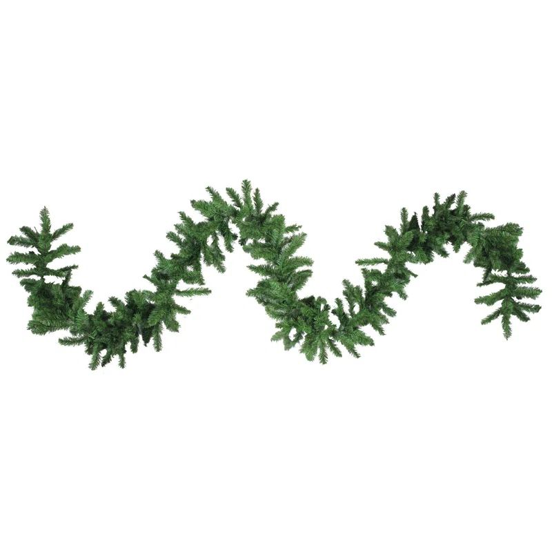 50' Green Artificial Pine Christmas Garland with Metal Hooks