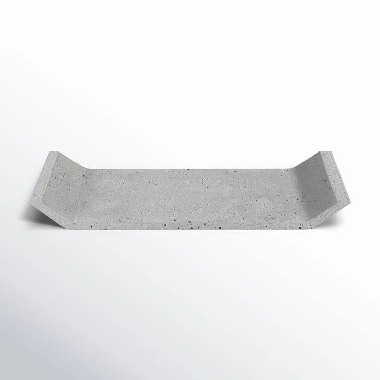 Elegant Rectangular Concrete-Look Polystone Tray