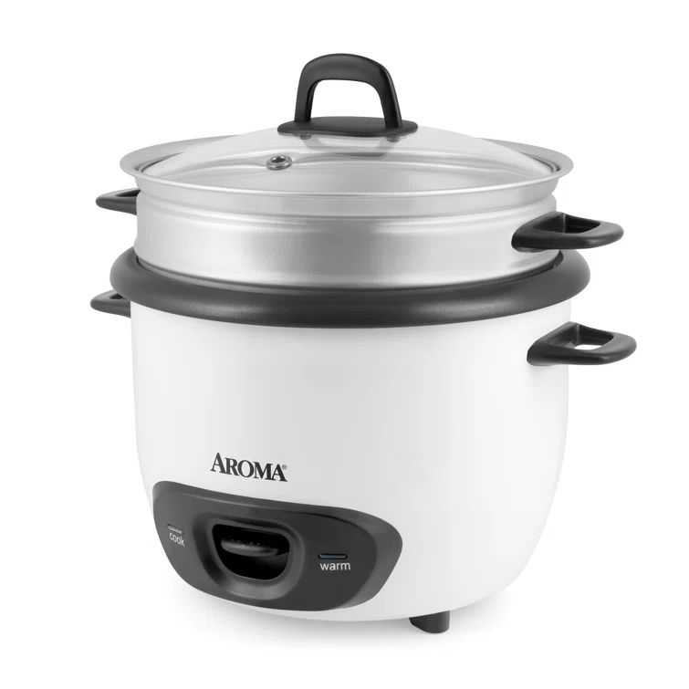 White Electric 14-Cup Non-Stick Rice Cooker and Steamer