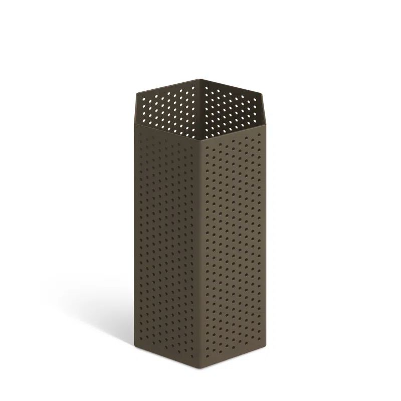 Dark Olive Perforated Metal Hexagonal Hanging Candle Lantern