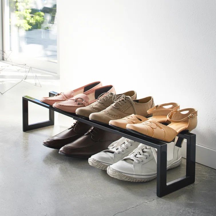 Black Adjustable Stackable Metal Shoe Rack
