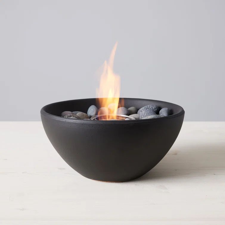 Geo Black Concrete Tabletop Gel Fuel Fire Bowl